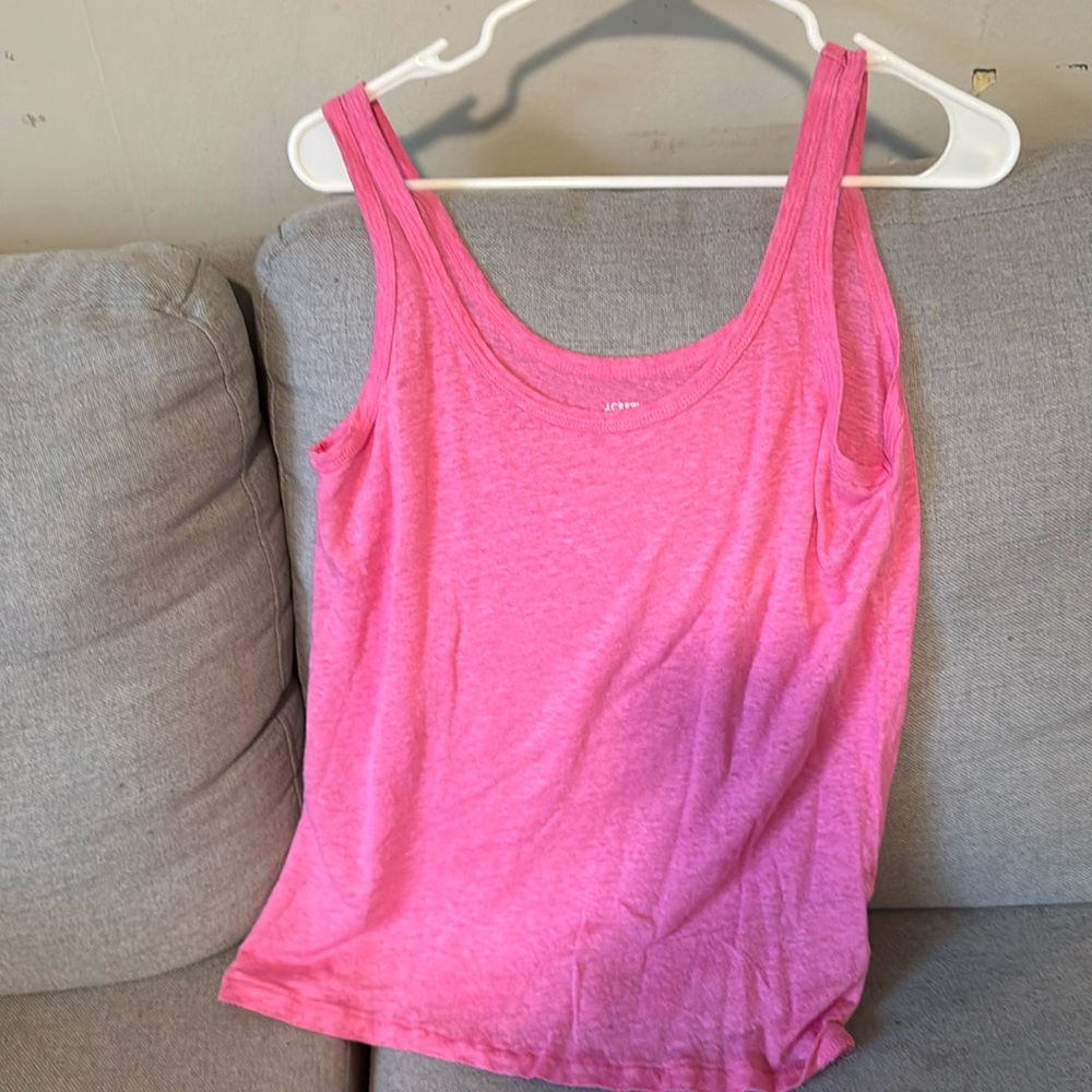 This is a cute sleeveless cotton fuschia tank top from j crew